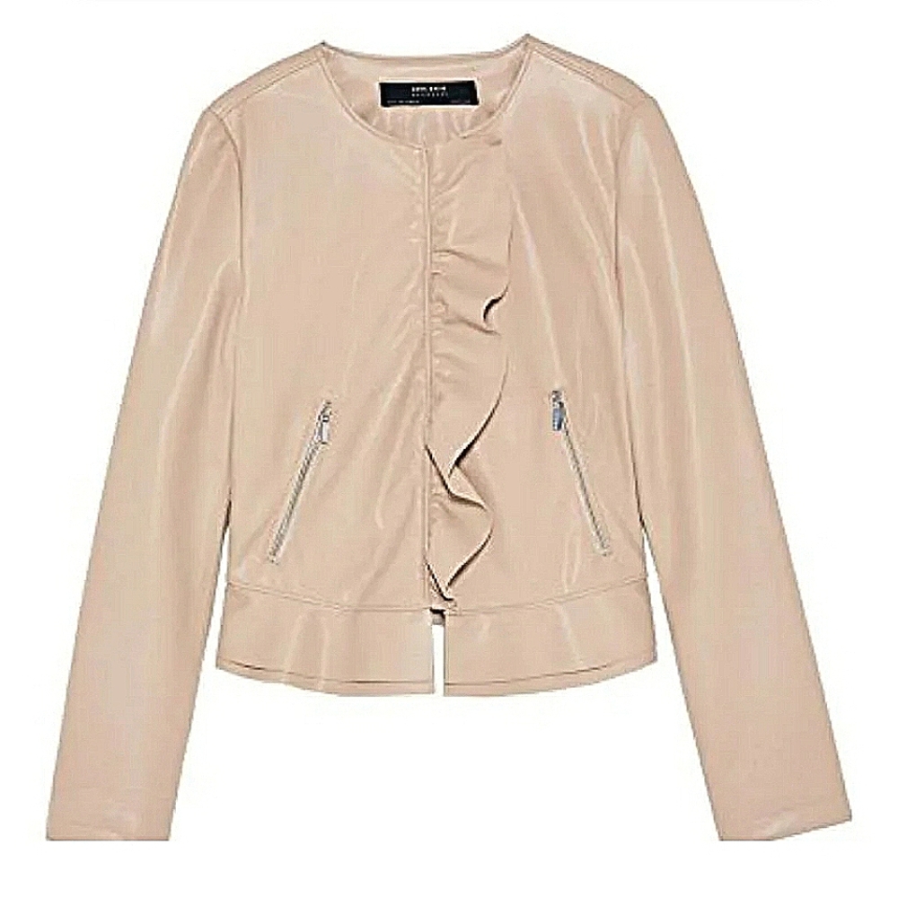 Zara Beige Faux Leather Jacket